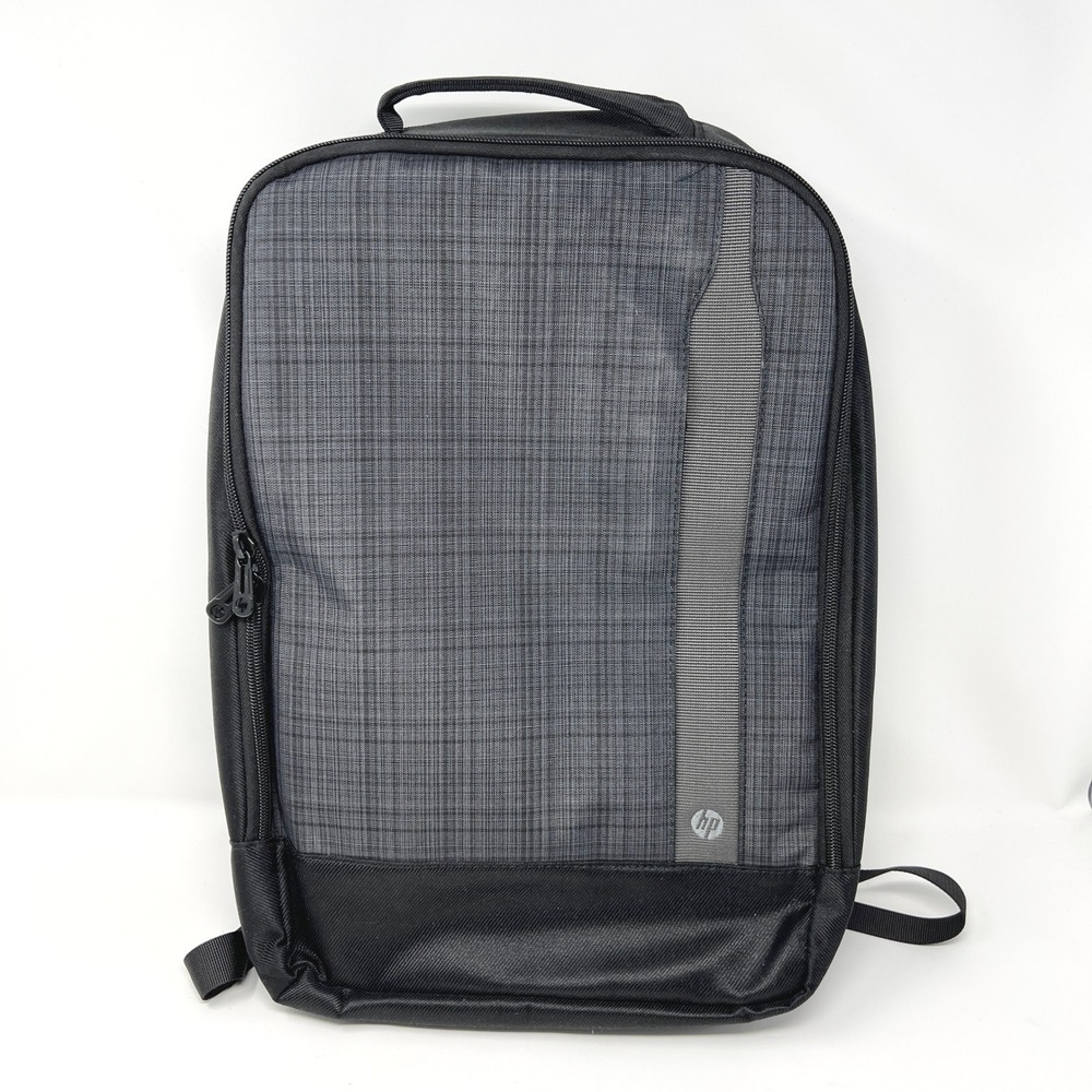 HP Laptop Backpack‎ Gray Black Crosshatch Professional Tech Bag Business Travel